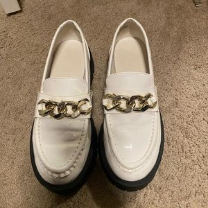 White platform loafer